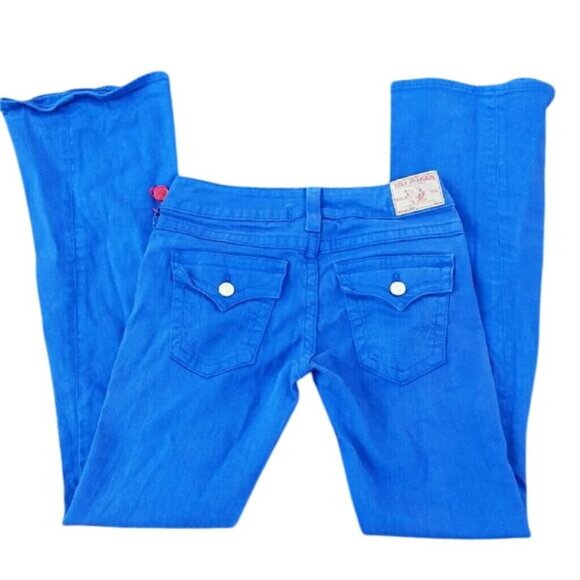 True Religion Joey Cobalt Blue y2k Vintage Low Rise Jeans - Picture 4 of 6